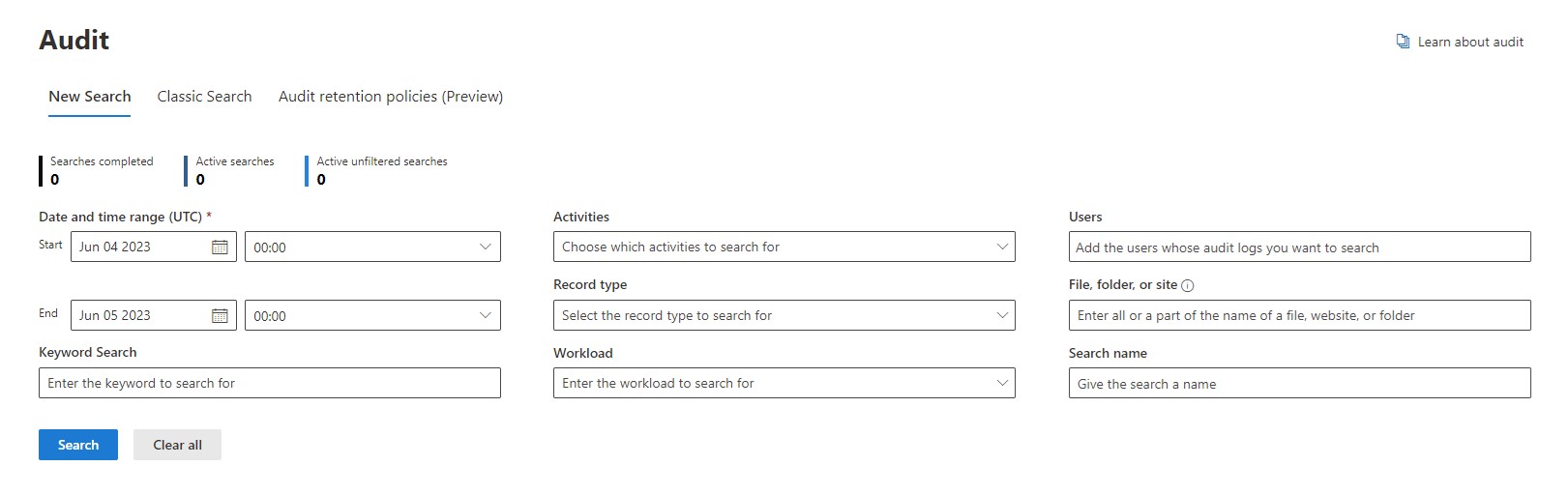 Microsoft Audit Log Search